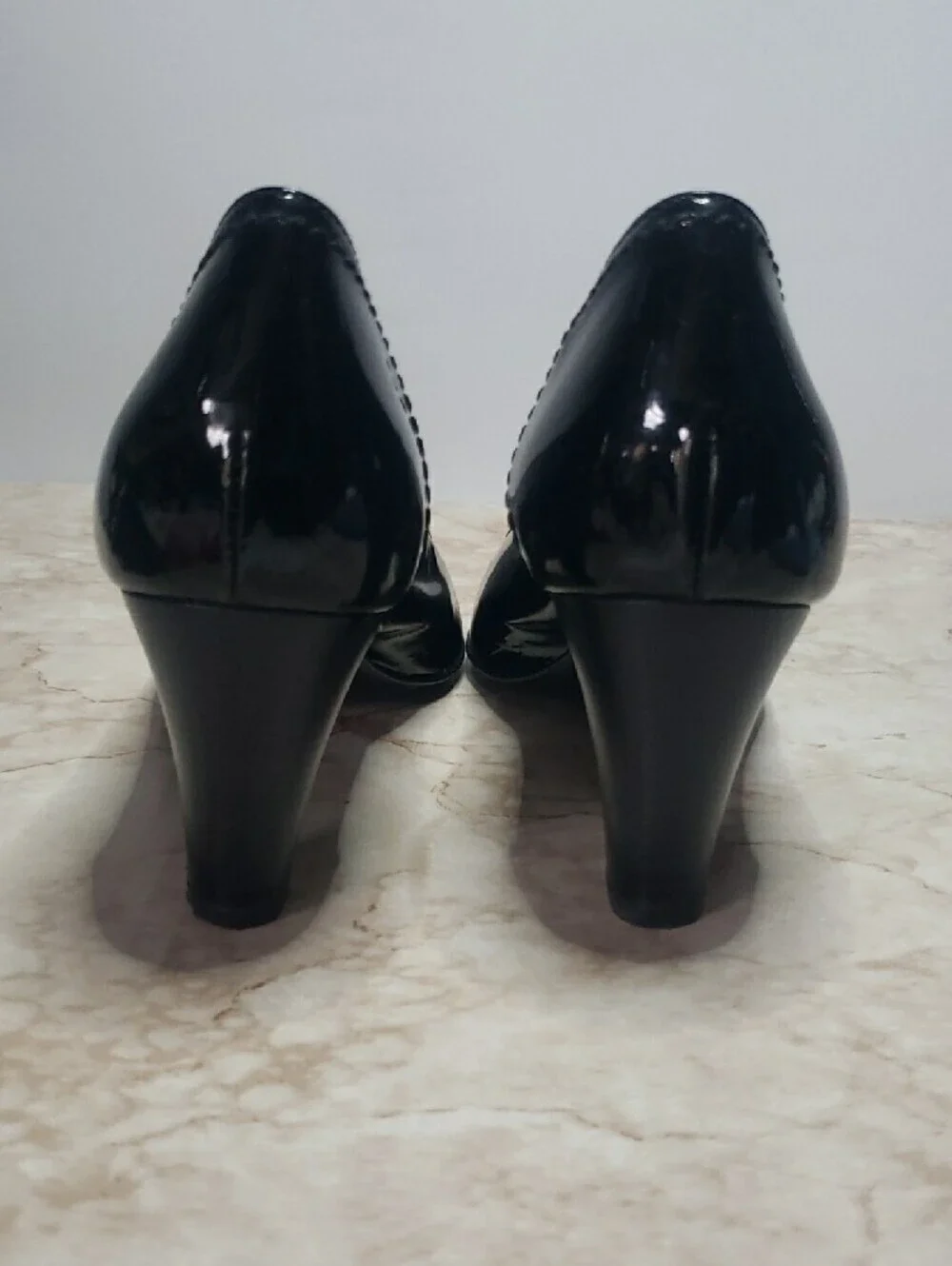 AGL Black Patent Leather Block Heel Pumps 40